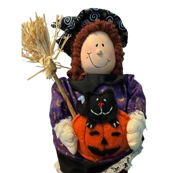 Shelf Sitter Witch Avon Porcelain Doll Gift Collection VTG Halloween Cat READ - Picture 2 of 6